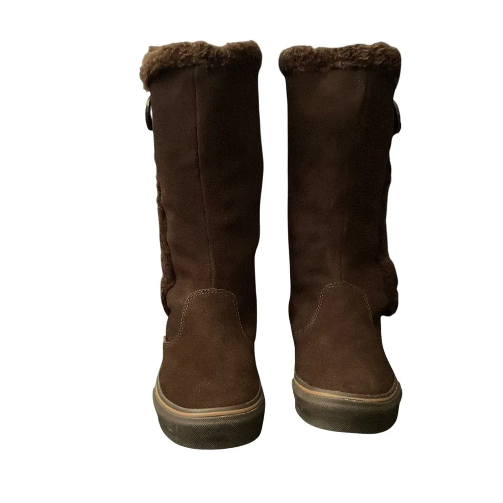 Vans Boots Women Chocolate Brown Phoebe Tall Suede Off The Wall Button SkateBoot